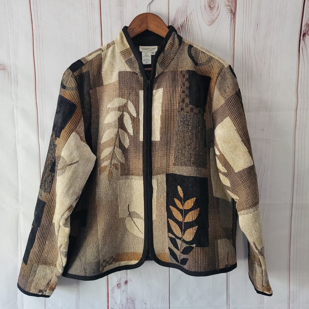 Vintage Coldwater Creek Women’s XL Full Zip Tapestry Jacket, Artsy Patchwork